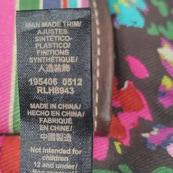 Relic Crossbody Purse Canvas & Faux Leather Trim Brown Floral & Stripes Small - Picture 15 of 15